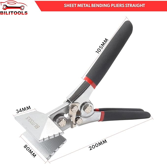 BILITOOLS 3 inch Hand Seamers Sheet Metal Tools, Sheet Metal Bender Pliers Straight