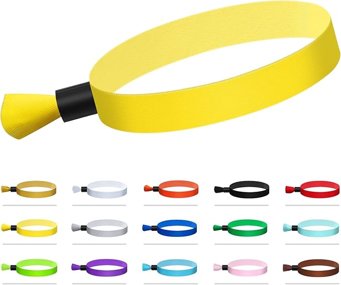 100 Pcs Cloth Wristbands, Disposable for Events, Colored Lightweight Concert Club Entrance Wrist Strap Party (Yellow)