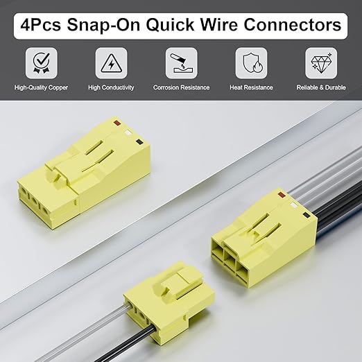 4Pcs Snap-on Quick Wire Connectors, 400V 6A 16-12 AWG, KV228-3P Connector for Luminaire Disconnect