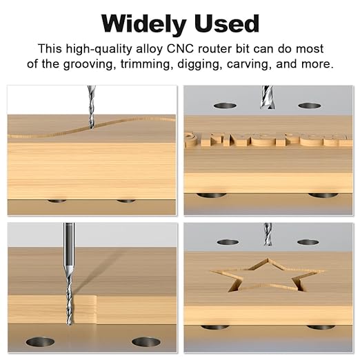 FivePears Up Cut Spiral Router Bit for CNC, 1/8 inch Cutting Diameter and 1 inch Cutting Length 1/4 inch Shank Carbide End Mill Router Bit for Wood Carving Engraving Grinding Grooving