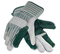 Galeton 2414-XL Heavy Shoulder Leather Double Palm Gloves, Safety Cuff, X-Large, Green Stripe (Pack of 12), Multicolor