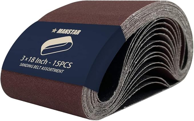 15 Pcs 3 x 18 Inch Assorted Aluminum Oxide Sanding Belt,80/120/150/240/400 Grit