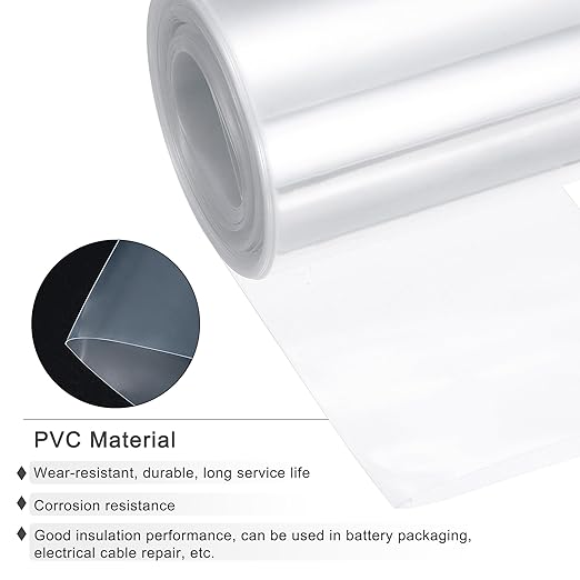 MECCANIXITY Battery Wrap PVC Heat Shrink Tubing 58mm Dia 90mm Flat 33 Feet(10meters) Clear Good Insulation for Battery Pack