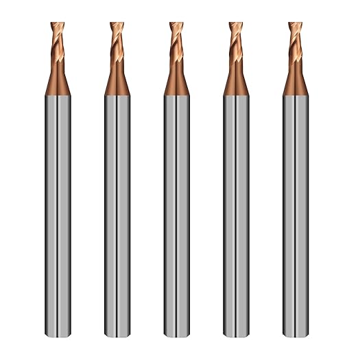 2 Flute 5/64" Carbide Square End Mill 5PCS Micrograin Milling Bits Sets TISIN Coating CNC Router Bit for Steel