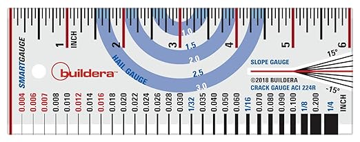 BUILDERA SMARTGAUGE MULTICOMPARATOR Inspection Tool | Seven Measurements: Length, Lippage, Crack Width, Material Width, Slope, Hail-Impact, Common Nails