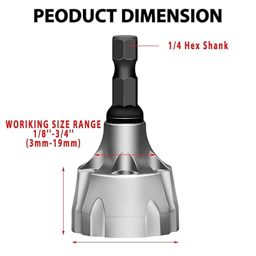 Deburring External Chamfer Tool, HSS Hex Shank Remove Burr Tools with Carbide Blades, Deburring Tool for Metal Bolt in 1/8" to 3/4" (3~19mm) Diameter