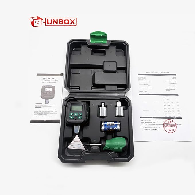 1/2-Inch Drive Digital Torque Adapter, 2.2-44.2 ft-lb (3-60 Nm), ±2% Accuracy - Electronic Torque Meter Gauge & Checker with Buzzer & LED Alerts for Automotive, Motorcycle, Bicycle Repair