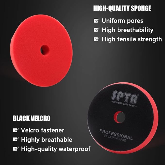 Buffing Polishing Pads, 5'' Orbital Buffer Pads Hook and Loop Buffing Pads, Foam Polish Pad 5 Grits From Coarse to Fine for 5 Inch DA Rotary polisher and Air Polisher Compounding, Polishing and Waxing