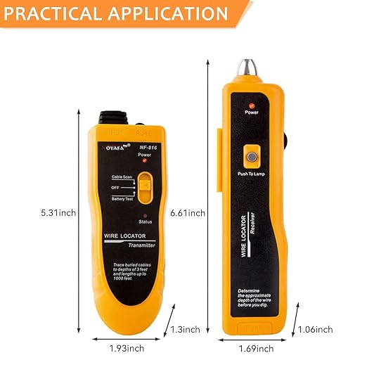 NOYAFA NF-816 Underground Wire Locator, Underground Cable Locator for Pet Fence Buried Sprinkler Valve, Locating Irrigation Tone Generator Kit Probe, Electrical Wire Tracer with Earphone