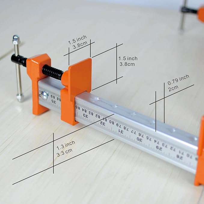 FEIRONG 36-inches Bar Clamps with 2-Pack, 330LB Load Limit with Built-in Ruler, 90° Angled Jaws for DIY Projects & Cabinet Installation