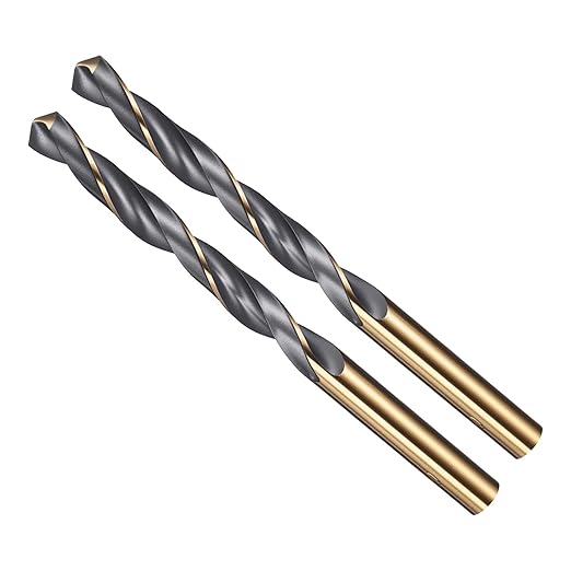 Drill Bit, 8mm Cutting Diameter, 4341 HSS Gold and Black 118° Cutting Angle Number Jobber Bits - (Applications: for Drilling Soft Metal Plastic Wood), 2-Pieces