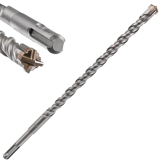 Concrete Drill Bit lengthening 1pcs 9/16" X 12"-10" Cross-Type Double Thread Carbide Material Suitable for Concrete, Brick, Cement Walls, Stone, Extra Long Hammer Drill Bits for Concrete