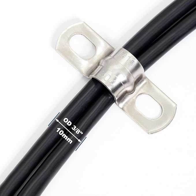 20 pcs 3/8" Conduit Clamps 304 SS Heavy Duty U-tube Clamp 2-holes Pipe Bracket, Universal Clamp for Cylindrical Components - Fits OD 10 mm (Approx. 3/8") | 20 pcs