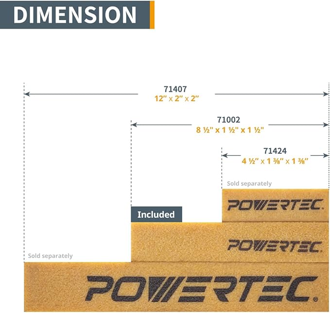 POWERTEC 71002-P2 Abrasive Cleaning Stick for Sanding Belts & Discs 8-1/2" 2PK | Natural Rubber Eraser - Woodworking Shop Tools for Sanding Perfection