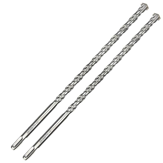 2-Pack SDS Plus Masonry Drill Bits 1/2 Inch x 12 Inch Long Rotary Hammer Drill Bits Carbide Tipped for Concrete Brick Cement Stone Block.