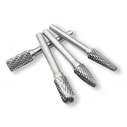 10Pcs Carbide Burr Set for Die Grinder Bits,1/4" Shank Double Cut Rotary Tool Bits | Metal, Wood, Plastic Working | Grinding, Engraving, Milling, Polishing | Durable Tungsten Carbide
