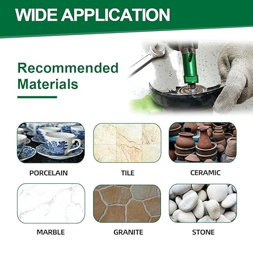 Tile Hole Saw Kit - 11pcs Diamond Core Drill Bits 6/6/25/35/50/65/75/102mm+2" Beveling Chamfer Bit+4.5" Blade Cutting Disc+SDS Shank to 5/8-11" Thread for Porcelain Ceramic Granite Marble
