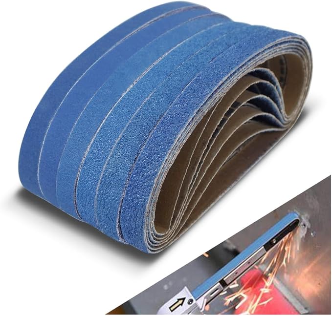 1/2 x 18 Inch Sanding Belts, 36 Pcs Assorted Grits (40/60/80/120/180/240), Zirconia Sanding Belts for Metal Polishing, Woodworking, Derusting
