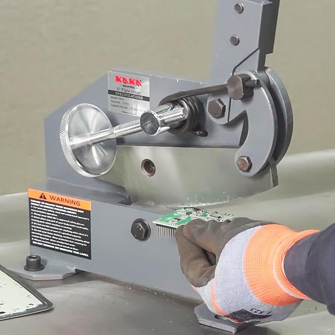 KAKA INDUSTRIAL Manual Metal Cutter Tool, 5 inch HS-5 Compact Plate Shear for Sheet Metal and Bars - Garage Toolbox Size