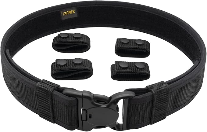 Duty Belt w/ 4 Keepers 2.25" Nylon Stiff Utility Belt Police Correctional Officer Work Patrol Gear Carrier L