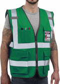 Dib Safety Reflective Vest High Visibility with Pockets and Zipper, Green 3XL
