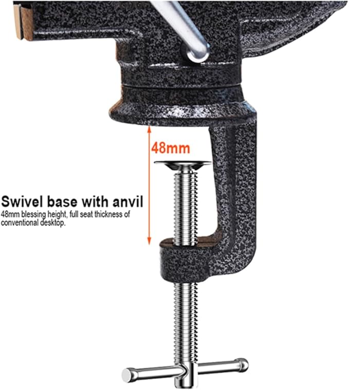 Bench Vise Heavy Duty 3 in Table Clamp On Vise, Bench-Table Vice Clamp with 2.5-inch Jaw Width and 3-inch Jaw Opening, Woodworking Workbench Vise with Bolts & Nuts