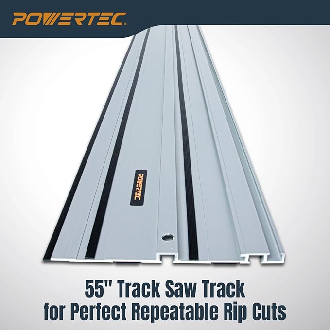 POWERTEC 55" Track Saw Guide Rail for Ridgid Track Saws | Perfect for Repeatable Rip Cuts & Crosscuts | Extruded Aluminum Guide Rail for Optimized Bevel & Straight Cuts (71988)