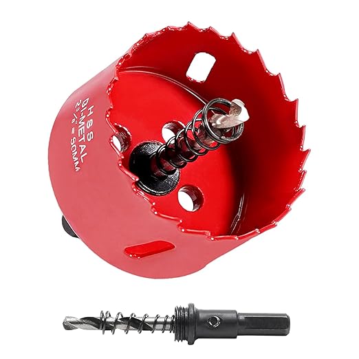 HYCHIKA 2-3/8 Inch/60mm Hole Saw,Bi-Metal Cutter Hole Max Cutting Depth 32mm with 1 Arbor Drill Bit for Wood Cutting Cornhole Plastic Drywall Boards Fiberboard