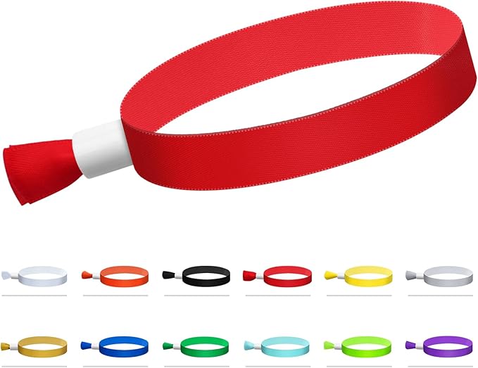 100 Pcs Cloth Event Wristbands, Event Wristbands, Colored Wrist Bands for Events, for Lightweight Concert Wrist Strap for Activities, Party Bracelets for Events (Color : Red)
