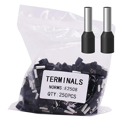 Fidioto AWG14 Wire Ferrules Terminals, 250pcs AWG14 Terminal Connector Wire Insulated Cord Pin Ends Terminals for Electric, Industrial, Chemical Industry, Power Control System, etc.