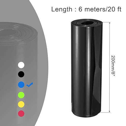 MECCANIXITY Battery Wrap PVC Heat Shrink Tubing 127mm Dia 200mm Flat 20 Feet(6meters) Black Good Insulation for Battery Pack