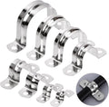 Glarks 50Pcs M8 Pipe Strap Clamp, 304 Stainless Steel 2 Hole Strap Heavy Duty Rigid Pipe Strap U Bracket Tube Strap Cable Clamp Hanger Tension Tube Clip for Pipe Tube Cable Fixing (40mm (1-1/2"))