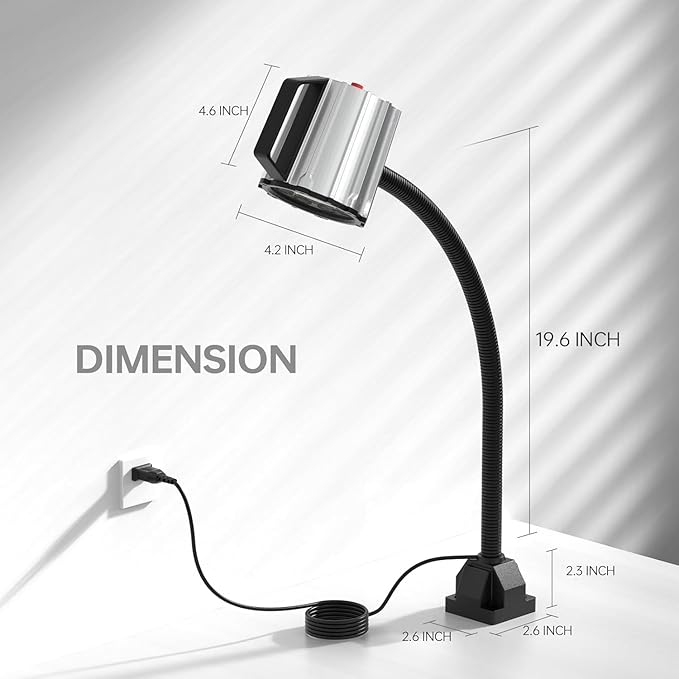 18W Led Machine Light, 18W Machine Lamp, 1800 Lumens Flexible Machine Work Light for Wood Lathe Machine Drill Press, Industrial Lighting 110-220v