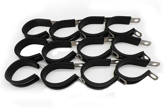 3/4" Cable Clamp Stainless Steel Rubber Cushioned Insulated Metal Clamp, Tube Holder for Tube, Pipe or Wire Cord Installation (12 Pack)