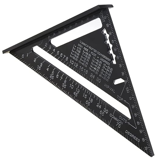 7 inch Rafter Square Aluminum Alloy Double Scale Triangle Ruler Angle Ruler Carpenter Triangle Square Rafter Tool Mensurement Tool for Woodworking and Carpentry
