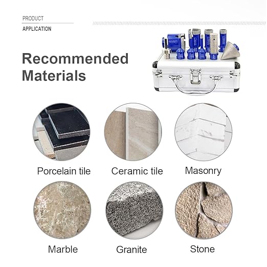 SHDIATOOL Diamond Drill Core Bits,Tile Drilling Core Hole Saw Cutter Beveling Chamfer for Porcelain Marble Ceramic Granite with Hexagon Shank Adapter 10pcs(6/6/8/20/25/35/50/20MM/2INCH/HEX)
