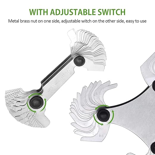 5 Pcs Thread Pitch Gauges Measure Tool Set,Stainless Steel Thread Gauges 3 Pcs 55 & 60 Degree Metric System Centre Gage + 51Pcs America SAE Type + 52 Pcs Metric & America SAE Type & British Whitworth