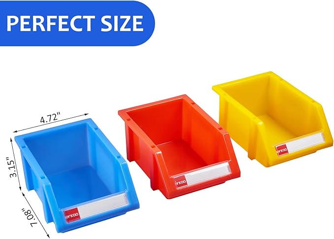 Plastic stackable storage bins tool storage bins for garage, workshop, office storage(Yellow,Pack of 6)