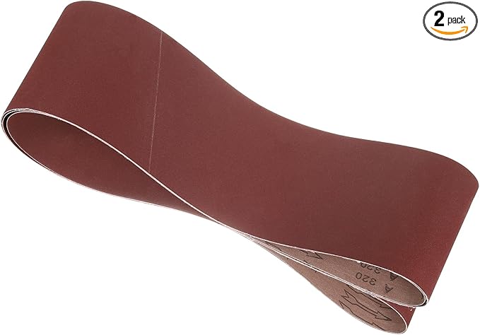 2Pcs Sanding Belts 6 x 89 Inch 320 Grit Aluminum Oxide Abrasive Sandpaper for Belt Sander, Wood, Furniture and Paint Removal
