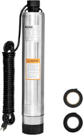 WASSERMANN 4" Septic Pump Water Submersible Effluent/Cistern Bottom Suction Pump with 33FT Cable,3/4HP,115V/60HZ,32GPM,174FT Head,Stainless Steel Septic pump for septic tank