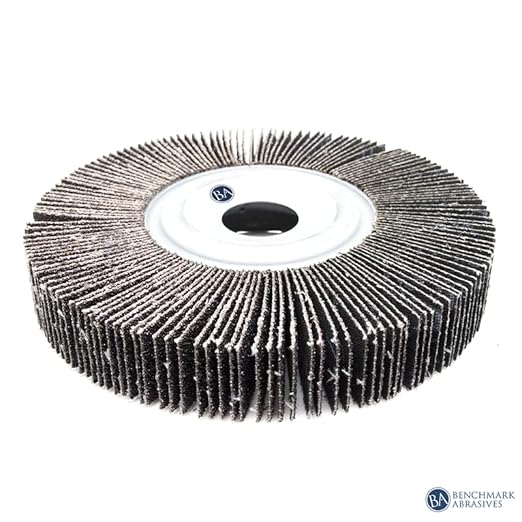 Benchmark Abrasives Aluminum Oxide 6 Inch Center Hole Flap Wheel - Bench Grinder Wheel 1” Length 1" Arbor Sander for Deburring, Sanding, Grinding, Rust Paint Removal Polishing Wheel - 80 Grit