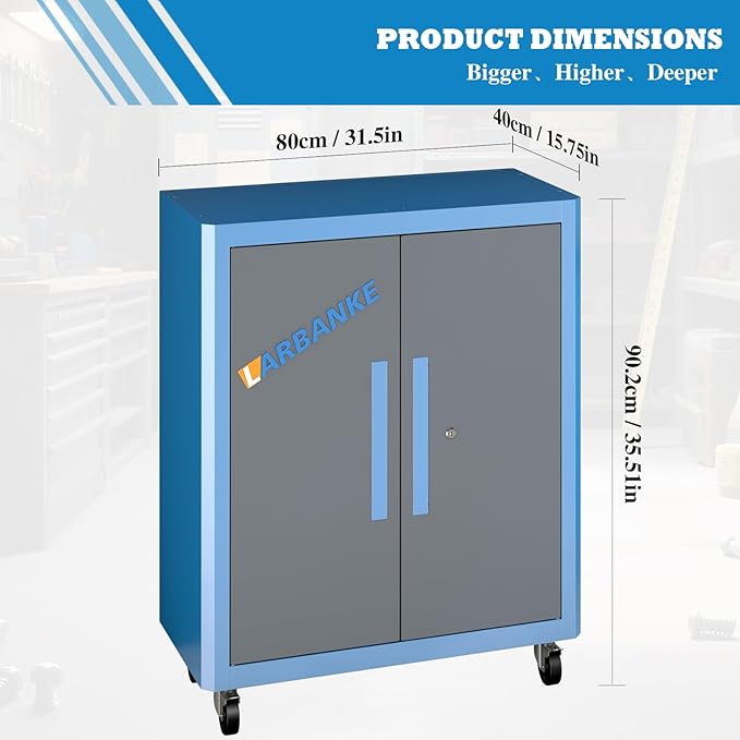 Upgraded Double Door Tool Chest with Locking System,Rolling Tool Chest with 360° Swivel Casters and Foot Pads,Large Tool Cabinet with Movable Partition for Different Needs,Large Assembly Box