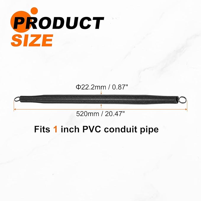 HARFINGTON PVC Spring Tube Bender 22.2mm OD 520mm Long C Type Conduit Pipe Bender Bending Spring for Pipe Bending Devices in Home Hydropower, Black