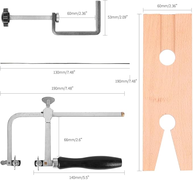 3 in 1 Jewelry Making Kit Jeweler's Saw Frame Adjustable with 144 Blades, Bench Pin Clamp Set V-Slot Workbench Wooden Jewelry Clamp Tool