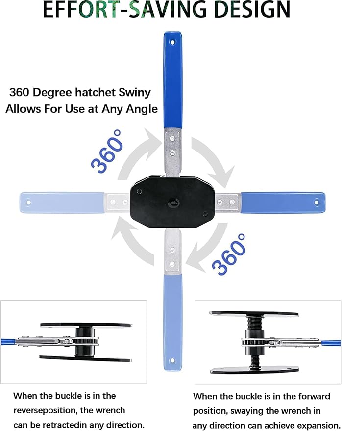 Brake Caliper Compression Tool with 4pcs Caliper Hanger, 360° Rotating Ratchet Brake Tools for Disc Brake Pad Spreader for Single/Twin/Quad Piston Calipers, Steel Plates Range from 1.4"-2.75"