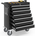 7-Drawer Rolling Tool Chest with Wheels, Tool Box with Locking System and Sliding Drawers, Heavy Duty Tool Box Organizer for Garage, Warehouse, Workshop (Black)