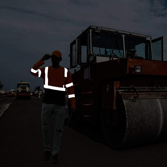 AYKRM Safety T Shirt Reflective High Visibility hi vis Long Sleeve T Shirt (XS-6XL)