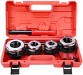Pipe Threader kit, Manual Plumber Pipe Threading Set, Ratcheting Pipe Threading Tool Set with Storage Case (4 Dies-1/2" 3/4" 1" 1-1/4")