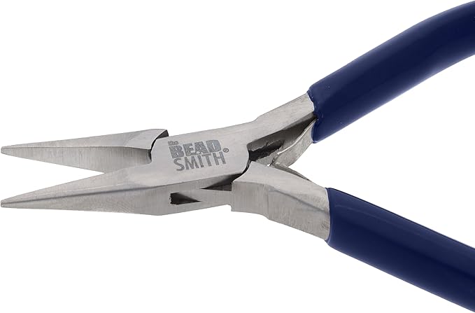 The Beadsmith Chain-Nose Pliers 4-1/2" Long with Fine Tips and Navy Blue Handles, Jewelry Making and Repair Tool