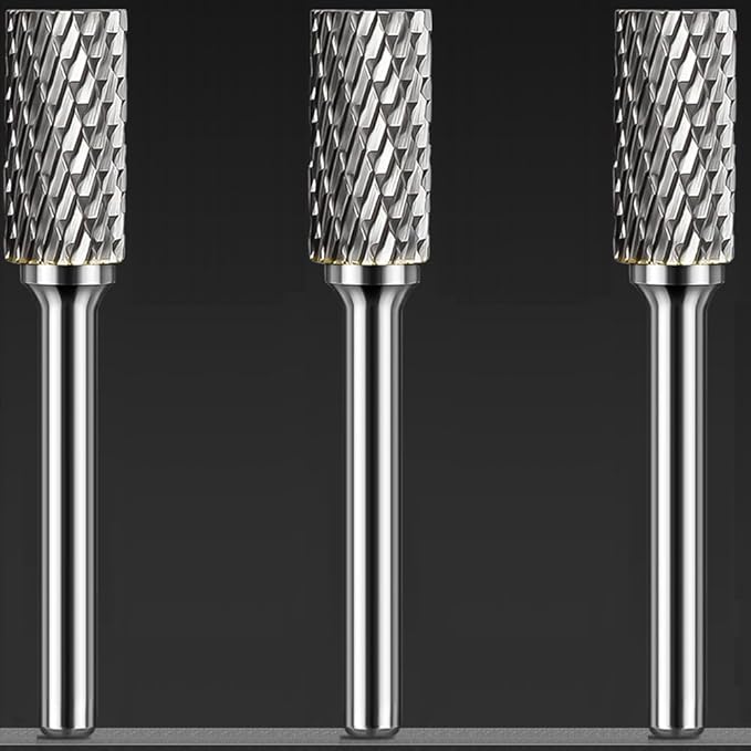 Carbide Burr Set 1/4" Shank SB-5 Die Grinder Bits Tungsten Double Cut Burr Bits (1/2" Cutter Dia X 1" Cutter Length) for Die Grinder Kits Metal Grinding Drilling Polishing (3pcs)